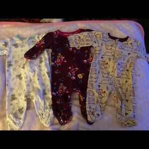 Set of 3 baby girl pajamas